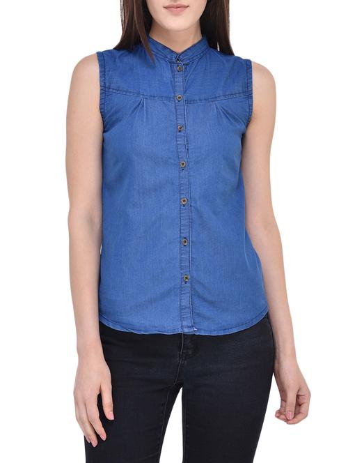 blue denim regular shirt - 14100554 - Standard Image - 1