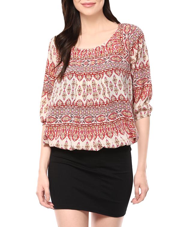 red printed crepe top - 14100601 - Zoom Image - 1