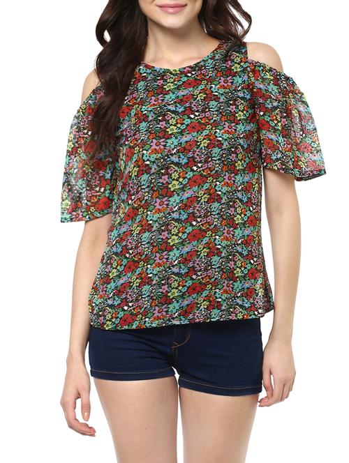 multi colored poly georgette regular top - 14100623 - Standard Image - 1