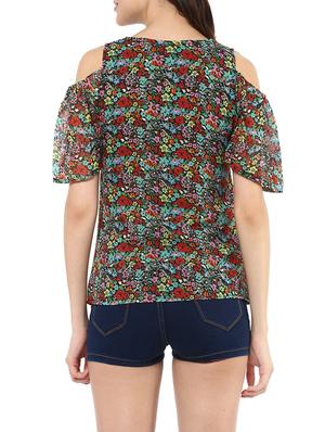 multi colored poly georgette regular top - 14100623 - Standard Image - 3