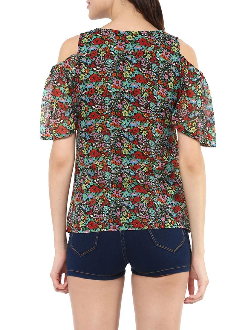 multi colored poly georgette regular top - 14100623 - Zoom Image - 3