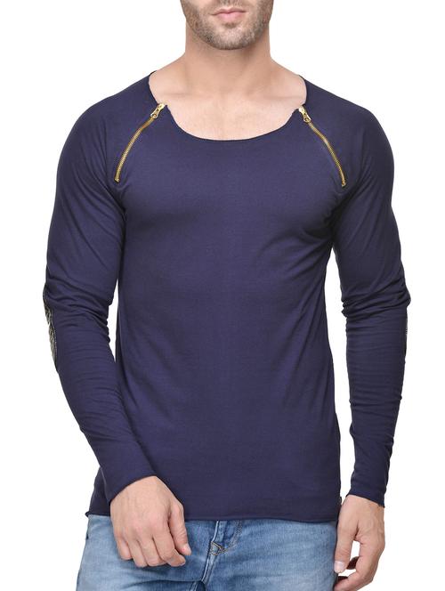 navy blue cotton t-shirt - 14100866 - Standard Image - 1