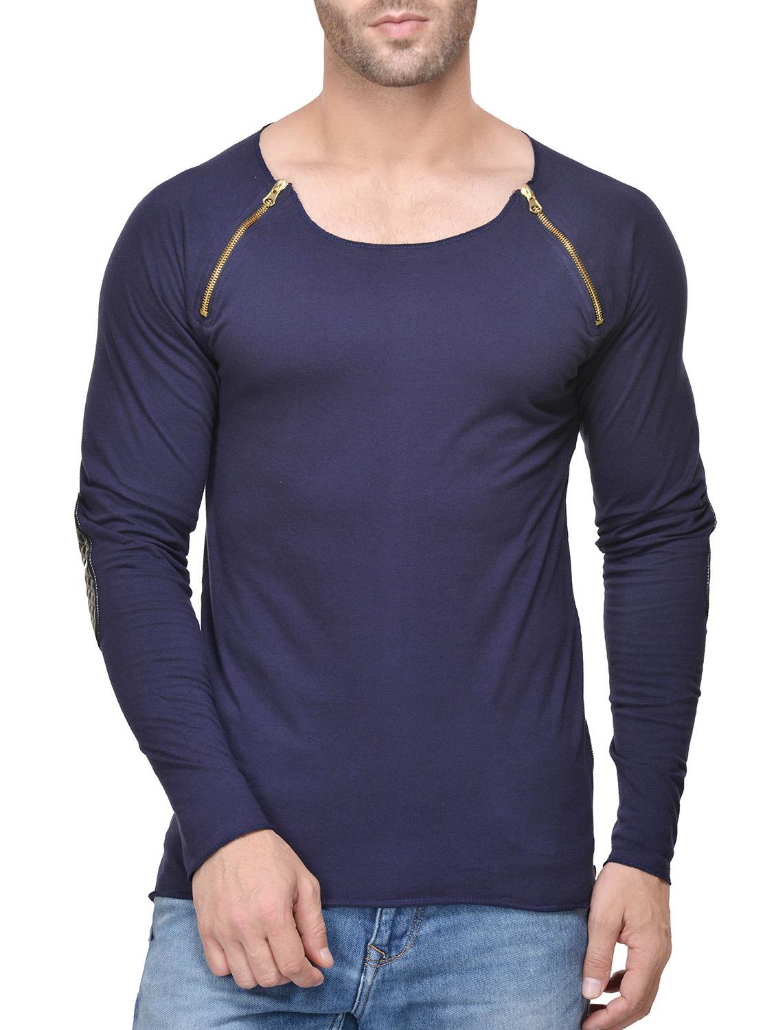 navy blue cotton t-shirt - 14100866 - Zoom Image - 1
