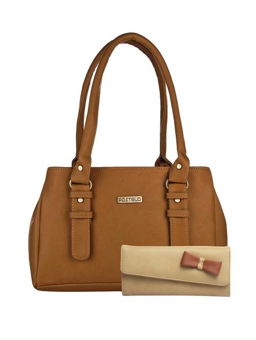tan leatherette handbag - 14103946 - Very Small Image - 1