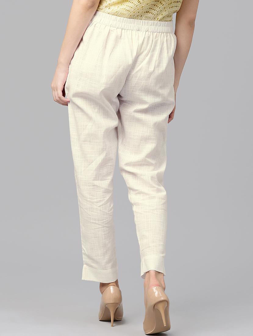 white cotton flat front trouser - 14104595 - Zoom Image - 3