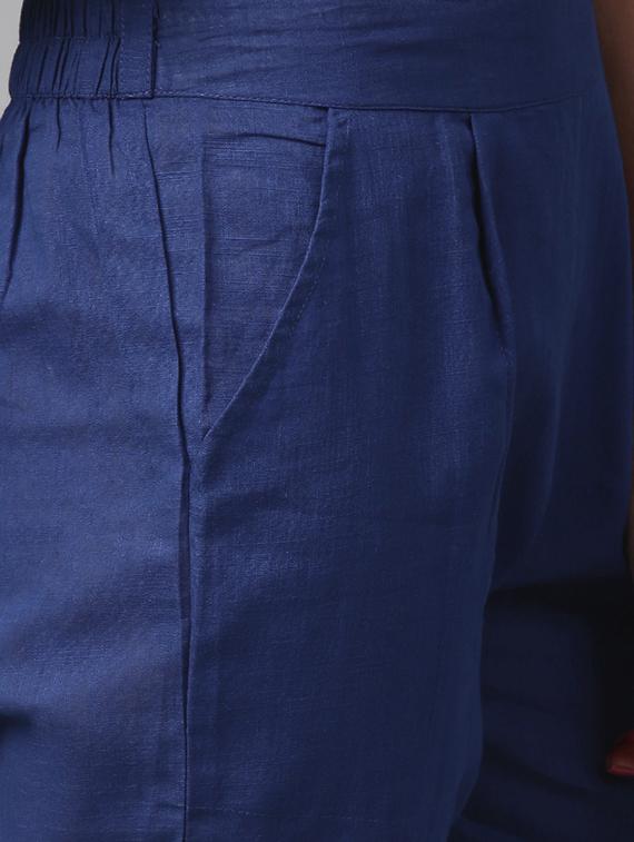blue cotton flat front trouser - 14104596 - Zoom Image - 4