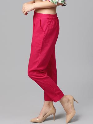 pink cotton flat front trouser - 14104598 - Standard Image - 2
