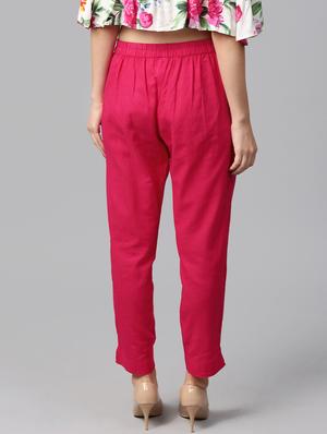 pink cotton flat front trouser - 14104598 - Standard Image - 3