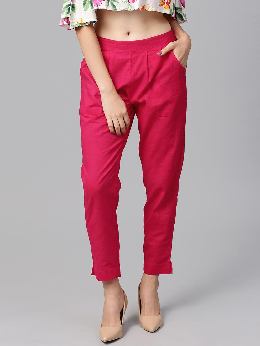 pink cotton flat front trouser - 14104598 - Zoom Image - 1