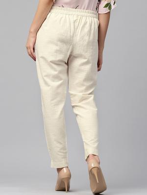 white cotton flat front trouser - 14104613 - Standard Image - 3