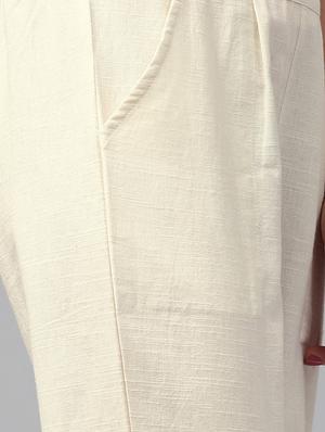 white cotton flat front trouser - 14104613 - Standard Image - 4