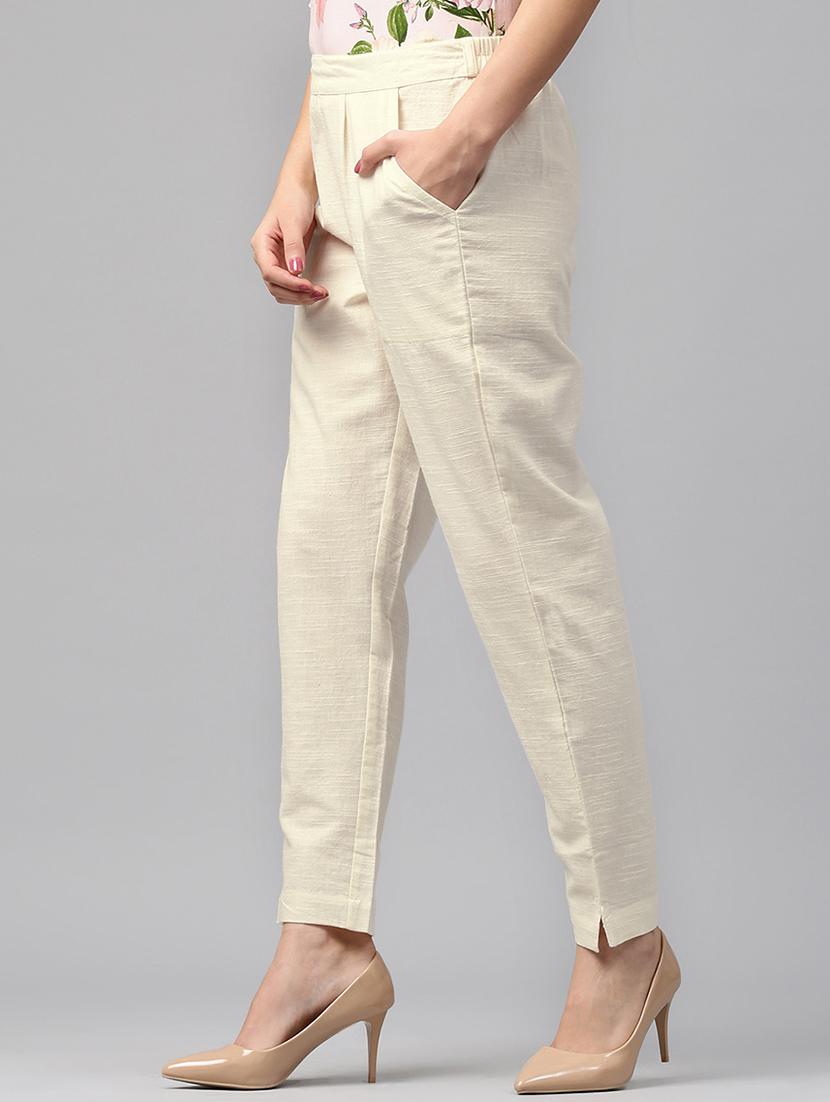 white cotton flat front trouser - 14104613 - Zoom Image - 2