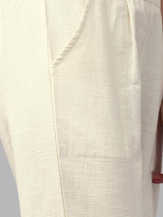 white cotton flat front trouser - 14104613 - Zoom Image - 4