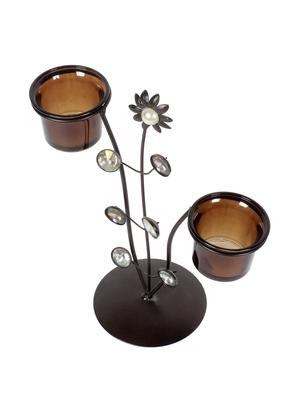 iron & glass candle stand by jewel fuel - 14105959 - Standard Image - 3