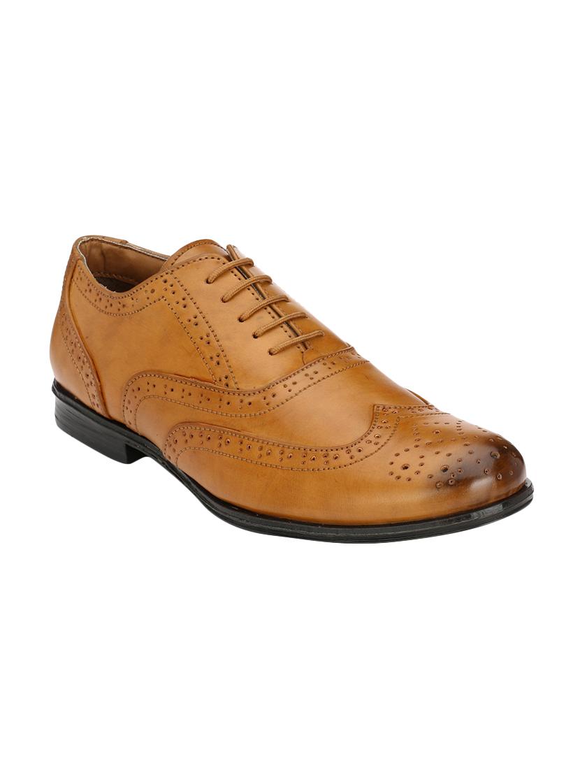 tan leatherette lace-up brouge - 14106045 - Zoom Image - 1