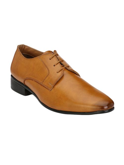 tan leatherette lace-up derby - 14106051 - Standard Image - 1