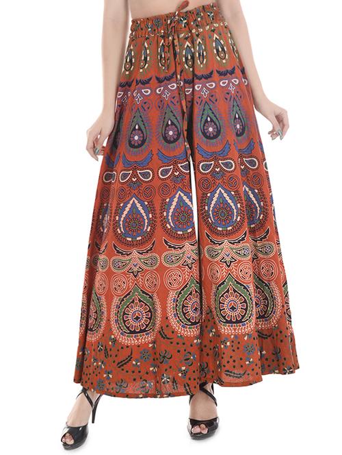 multi colored cotton palazzo - 14106596 - Standard Image - 1