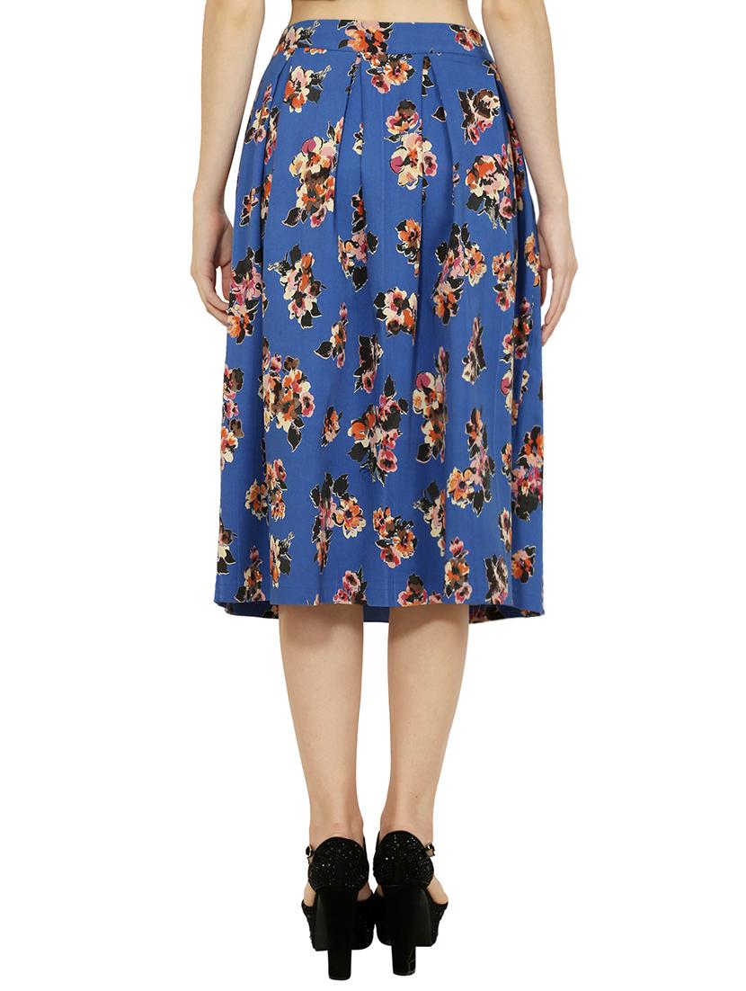 blue cotton pleated skirt - 14107075 - Zoom Image - 3
