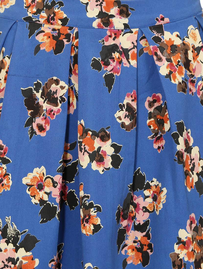 blue cotton pleated skirt - 14107075 - Zoom Image - 4