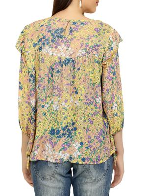 yellow printed rayon top - 14107078 - Standard Image - 3