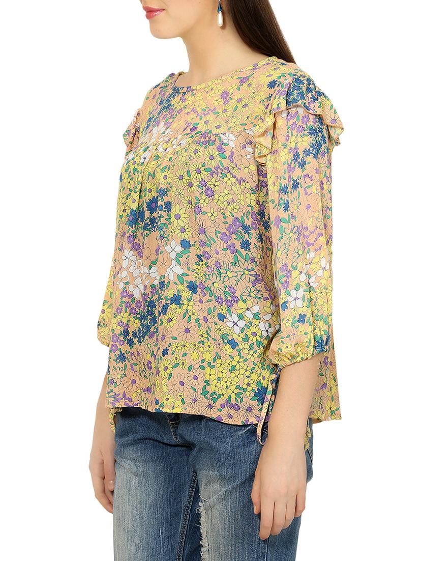 yellow printed rayon top - 14107078 - Zoom Image - 2