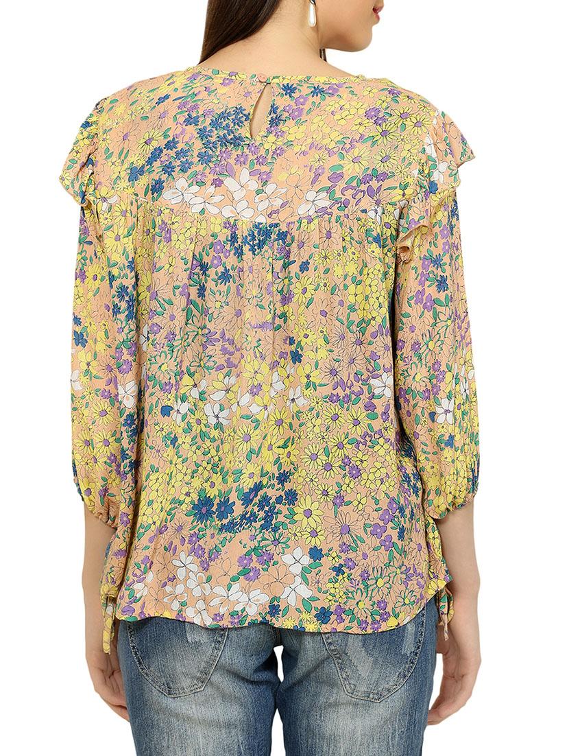 yellow printed rayon top - 14107078 - Zoom Image - 3