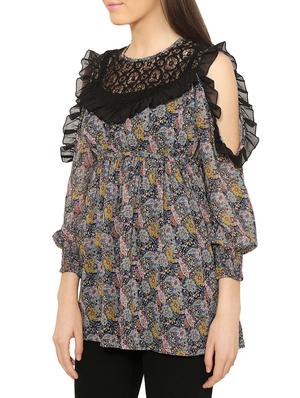 black printed nylon top - 14107082 - Standard Image - 2