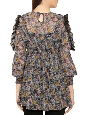 black printed nylon top - 14107082 - Standard Image - 3