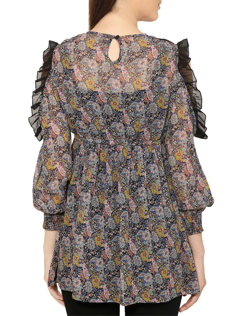 black printed nylon top - 14107082 - Zoom Image - 3