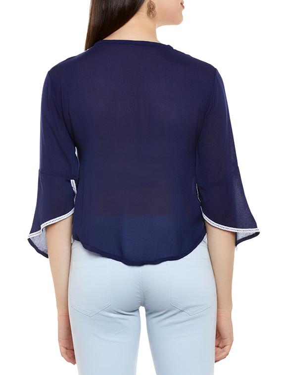 navy blue cotton regular top - 14110652 - Zoom Image - 3