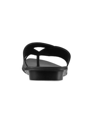 black Leather slip on slipper - 14117263 - Standard Image - 3