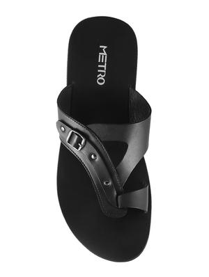 black Leather slip on slipper - 14117263 - Standard Image - 4