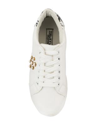 white faux leather laceup sneakers - 14117744 - Standard Image - 4