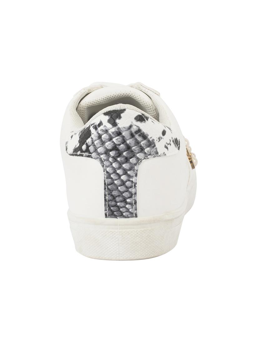 white faux leather laceup sneakers - 14117744 - Zoom Image - 3