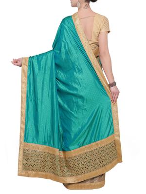 turquoise art silk half and half saree with blouse - 14120158 - Standard Image - 2