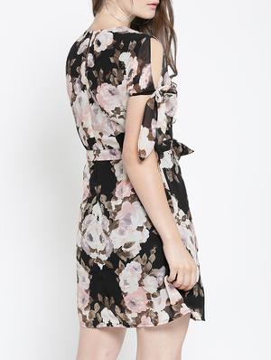 black floral printed belted dress - 14122906 - Standard Image - 3