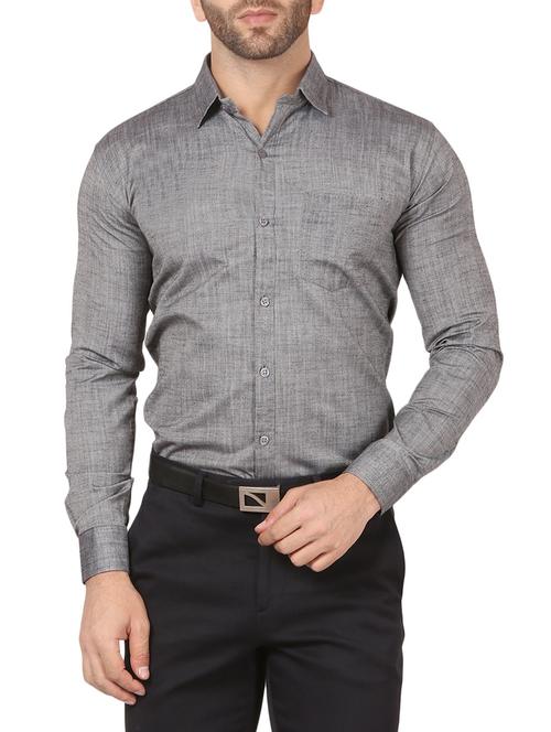 grey cotton formal shirt - 14123368 - Standard Image - 1