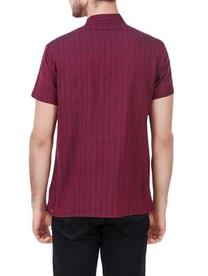purple khadi cotton short kurta - 14124697 - Standard Image - 3