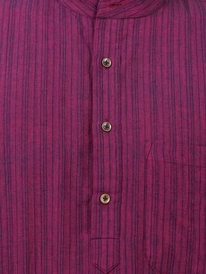 purple khadi cotton short kurta - 14124697 - Standard Image - 4