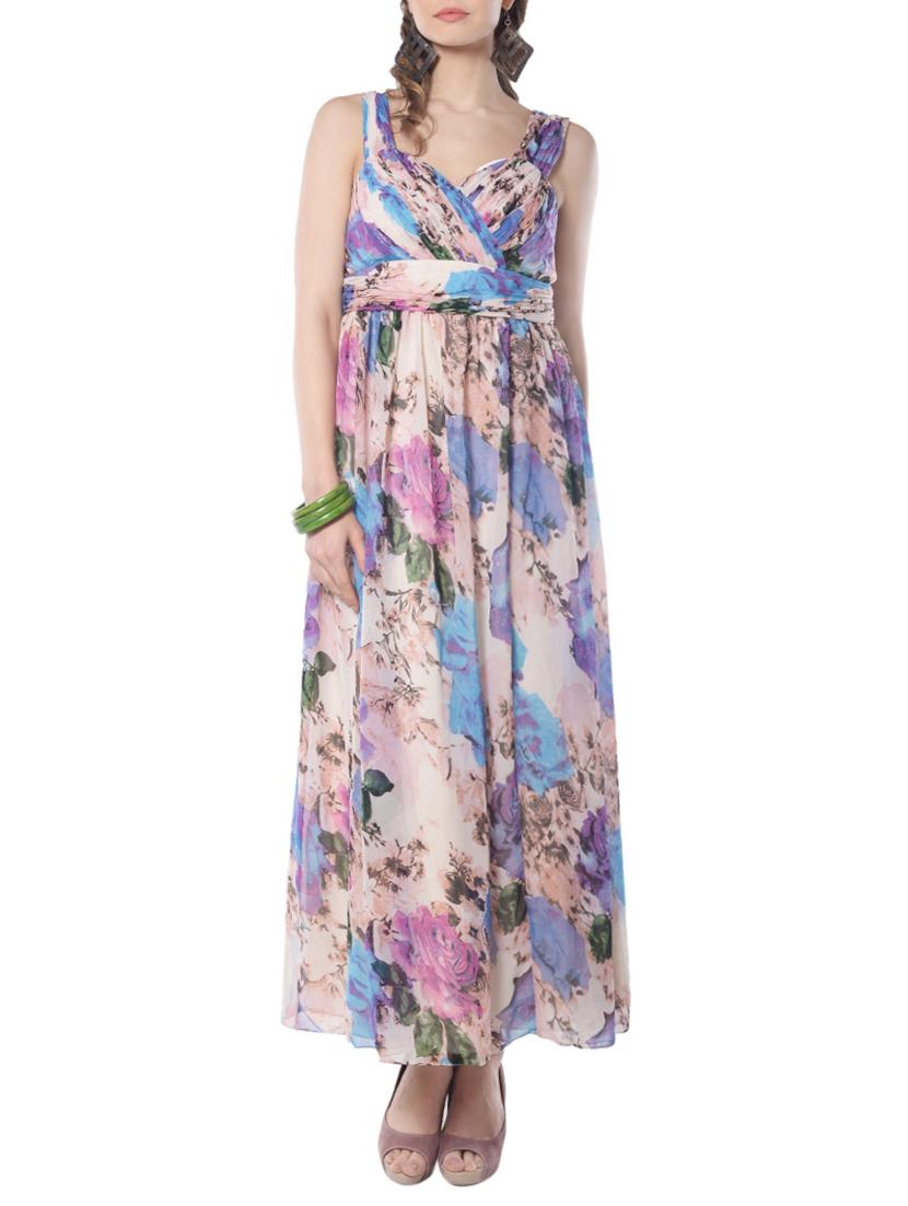 purple floral printed maxi dress - 14125236 - Zoom Image - 1