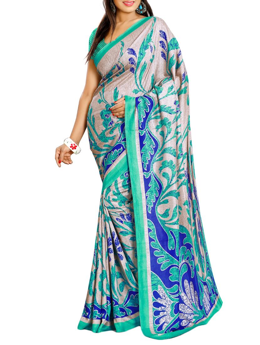 multi colored art silk printed saree with blouse - 14125290 - Zoom Image - 1