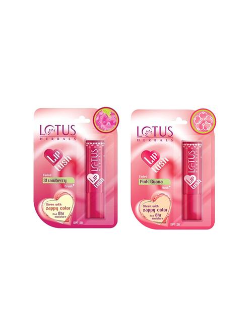lotus herbals lip lush tinted lip balm - strawberry crush and pink guava rush - 14125496 - Standard Image - 1