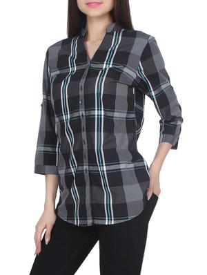 black checkered cotton regular shirt - 14128565 - Standard Image - 2