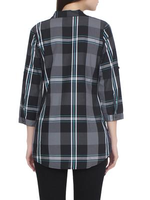 black checkered cotton regular shirt - 14128565 - Standard Image - 3