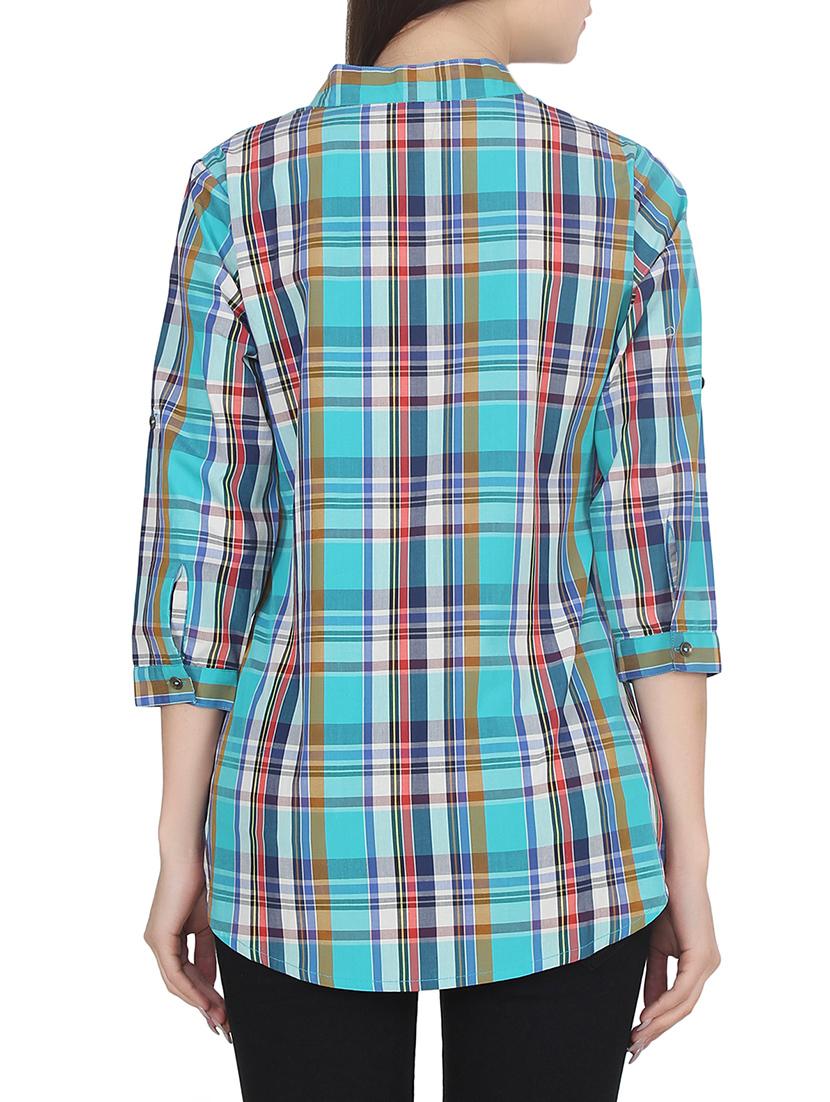 multicolored checkered cotton regular shirt - 14128566 - Zoom Image - 3