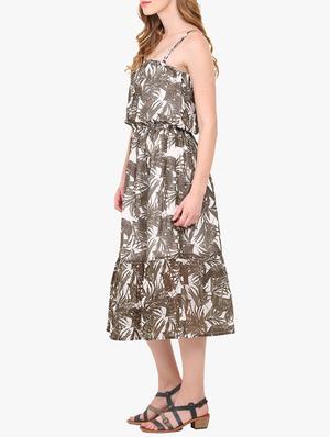 brown printed georgette maxi dress - 14128846 - Standard Image - 2