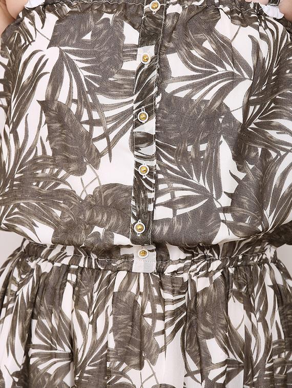 brown printed georgette maxi dress - 14128846 - Zoom Image - 4