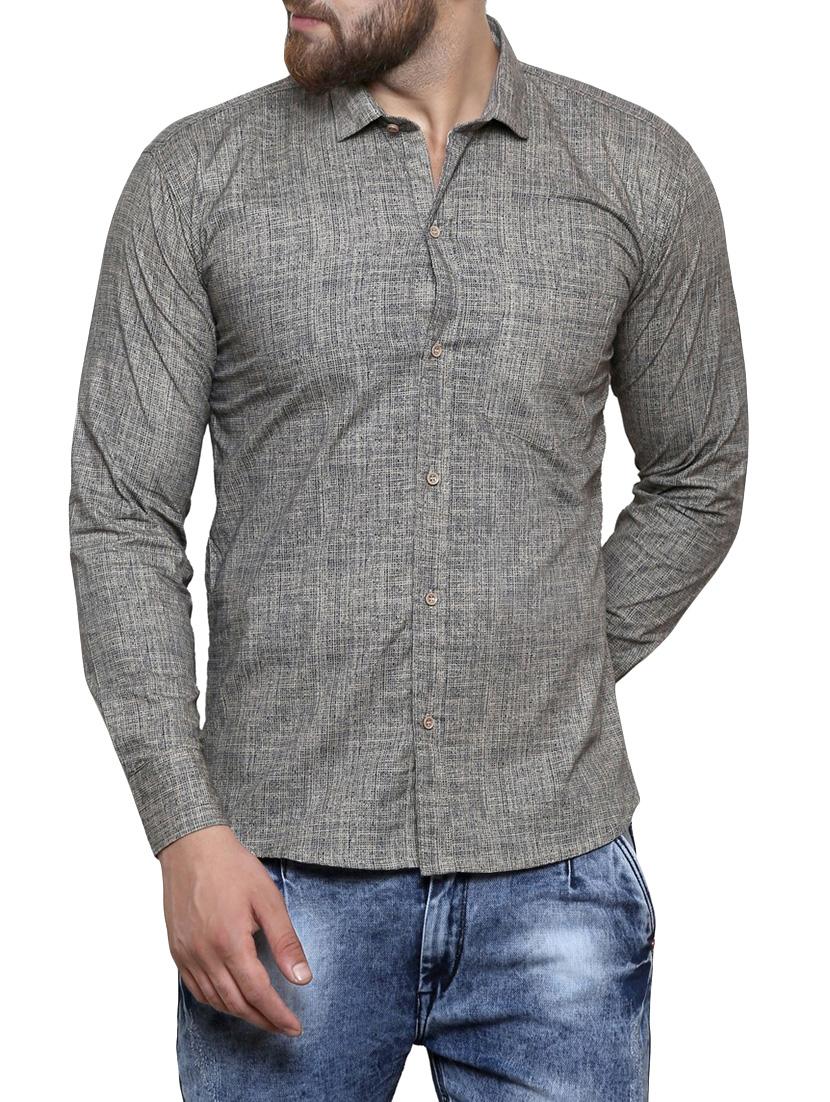 grey cotton casual shirt - 14129277 - Zoom Image - 1