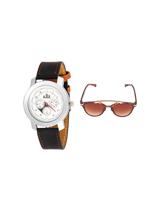 ahk combo silver analog wrist watch and over-sized sunglass - 14130100 - Standard Image - 1