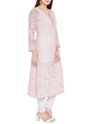 ada pink georgette straight kurta - 14130471 - Standard Image - 2